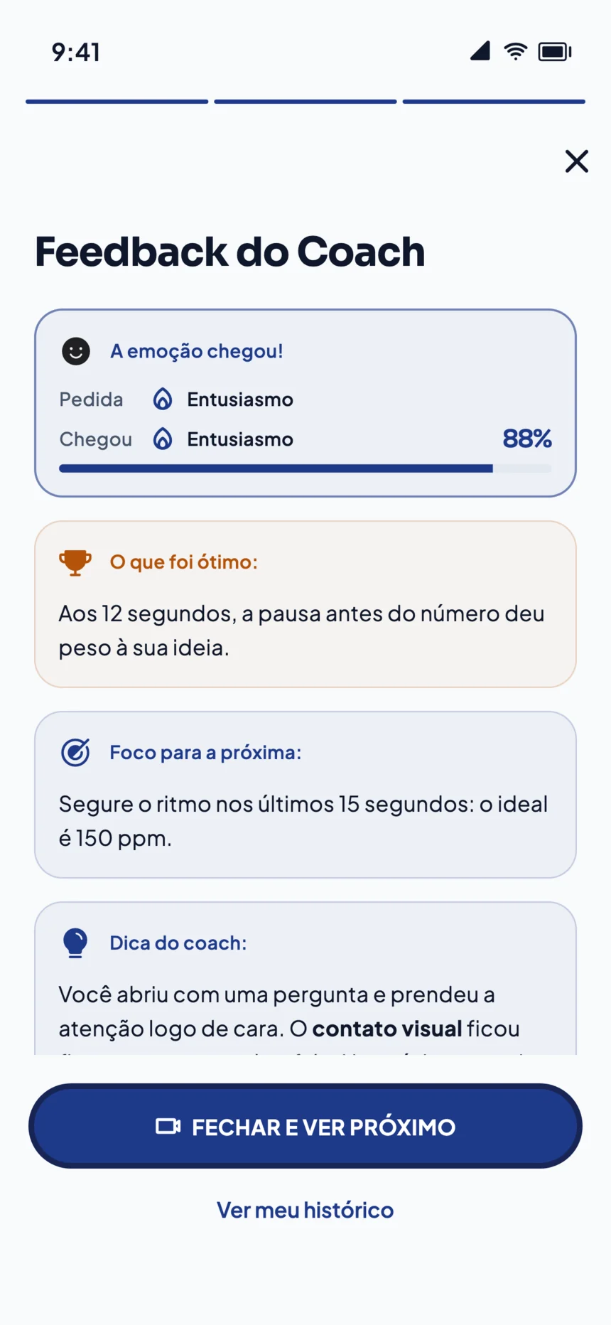 Feedback do coach: a emoção pedida chegou, o que foi ótimo e o foco para a próxima